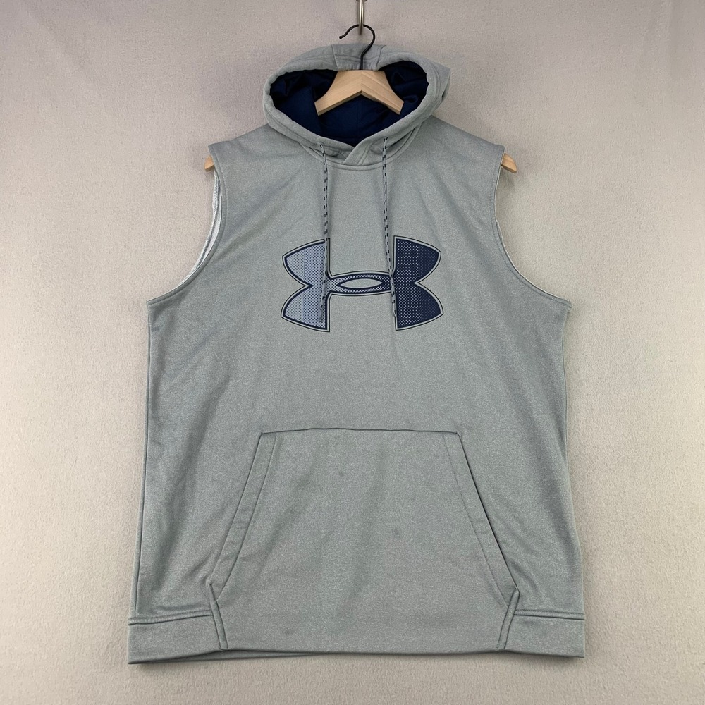 Under‎ Armour Sleeveless Hoodie Mens L Gray Athletic Pullover Sweatshirt Boxing